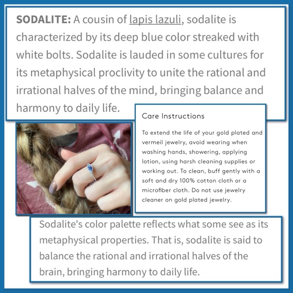 🌙🆕Genuine Sodalite + Silver Boho Ring - Picture 6 of 6